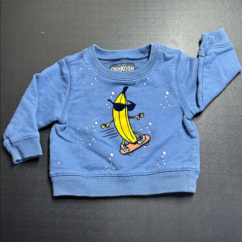 OshKosh B’gosh 9M Blue Banana Skateboard Sweatshirt